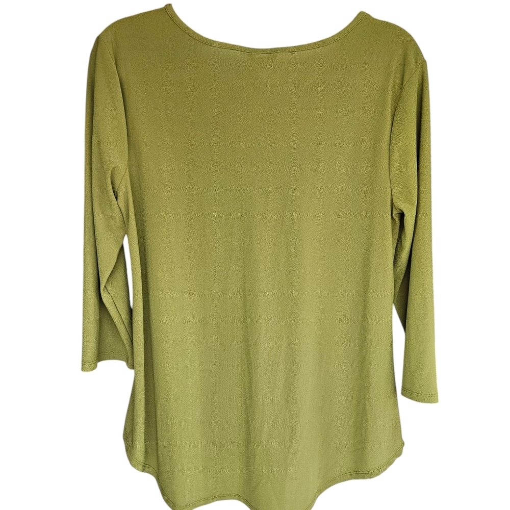Est. 1946 Womans Classic Vibrant green Vneck Quarter Sleeve Blouse Sz M - Picture 2 of 5